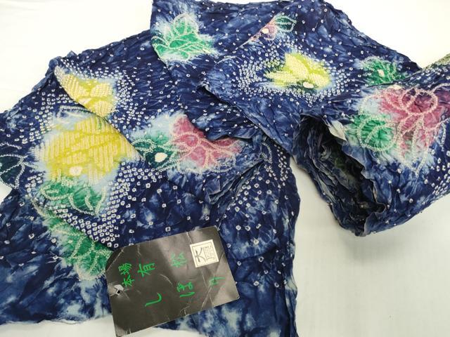 平和屋着物＊夏物　有松鳴海絞り　浴衣　反物　着尺　湯のし前　花蝶文　綿　逸品　未使用　DABH2016zzz