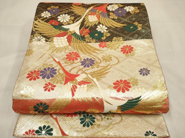 平和屋着物[]佐賀錦　女の子　子供　全通柄袋帯　唐織　飛鶴菊文　金糸　逸品　DABH5322ea 7,592円