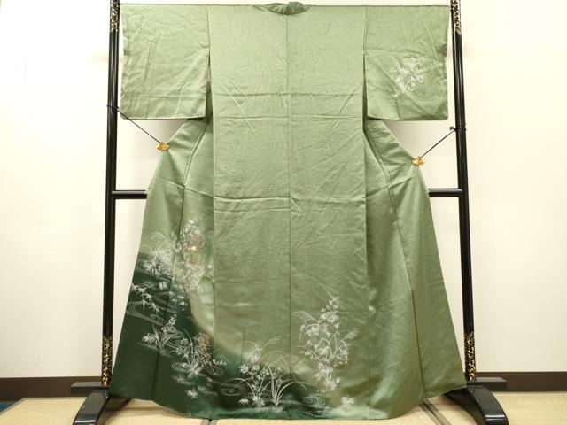 平和屋着物●中国三大刺繍　スワトウ刺繍　汕頭刺繍　訪問着　流水短冊花文　暈し染　金糸　正絹　逸品　DABH7185fe 35,490円