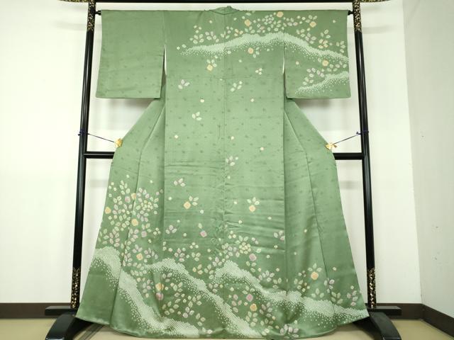 平和屋着物●訪問着 総絞り 草花文 正絹 逸品 DABH9194ps