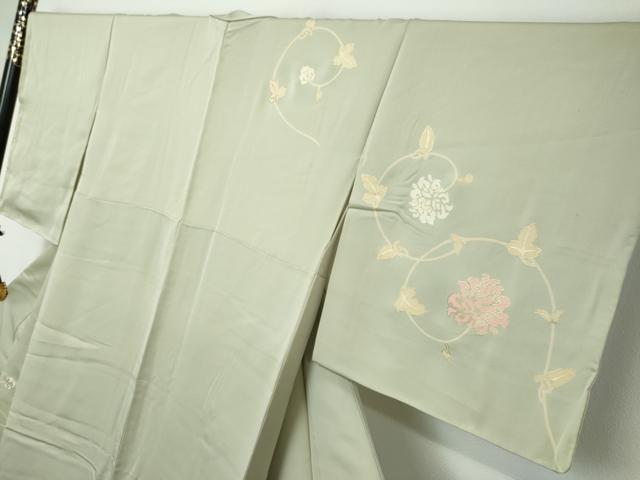 平和屋着物○訪問着 駒刺繍 花唐草文 金彩 正絹 逸品 未使用