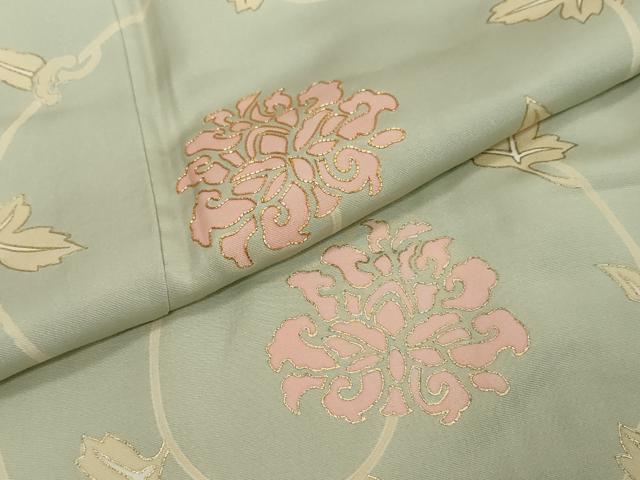 平和屋着物○訪問着 駒刺繍 花唐草文 金彩 正絹 逸品 未使用