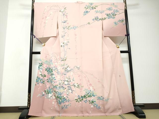 平和屋着物●訪問着 友禅 作家物 草花文 暈し染め 正絹 逸品 DABI2541ud