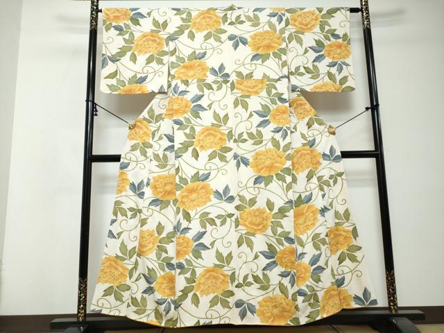 平和屋着物●上質な小紋　牡丹唐草文　金彩　正絹　逸品　DABI2804ud