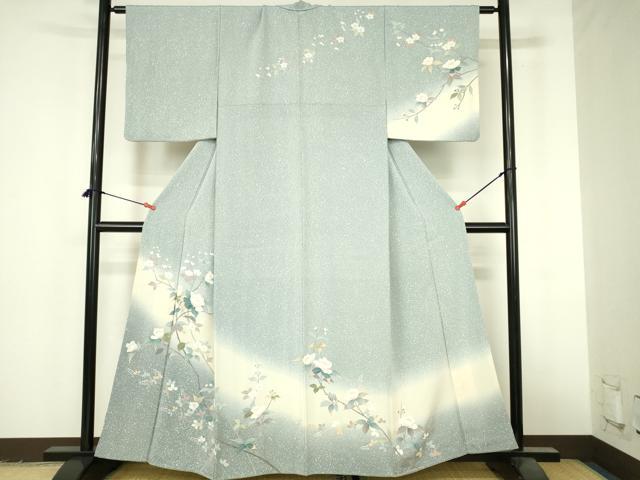 平和屋着物●訪問着　友禅　草花　暈し染め　正絹　逸品　DABI5235op