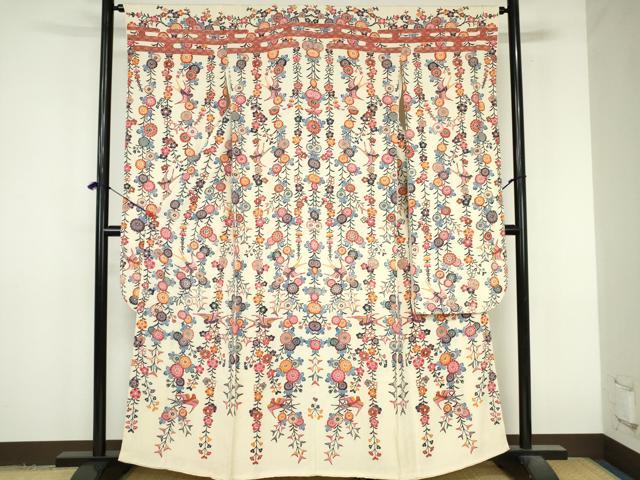 平和屋着物●豪華振袖　紅型　花鳥文　鬼しぼ縮緬　正絹　逸品　DABI5374op