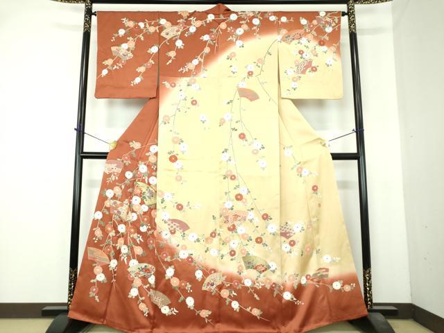 平和屋着物●訪問着　作家物　駒刺繍　地紙花文　暈し染め　金彩　正絹　逸品　DABI6399ps 30,420円