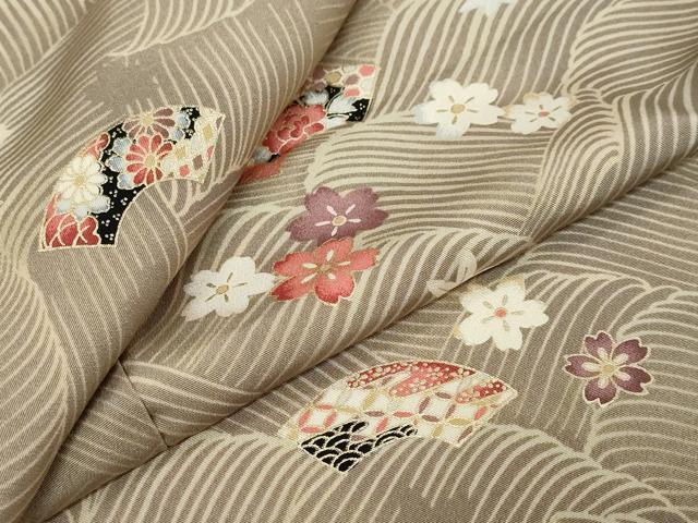 平和屋着物●上質な小紋　地紙舞花文　金彩　正絹　逸品　DABI9240ud 24,570円