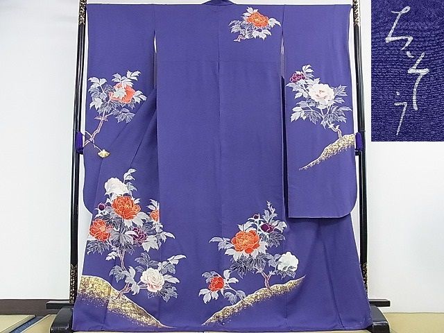 平和屋本店□極上 創業460年・千總 訪問着 駒刺繍 貝桶