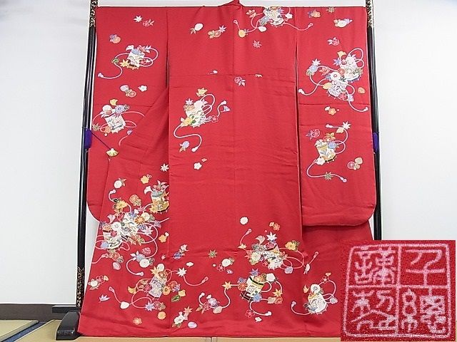 平和屋本店■極上　創業460年・千總　振袖　駒刺繍　貝桶花文　金彩　高島屋扱い　逸品　DZAA0365kh4
