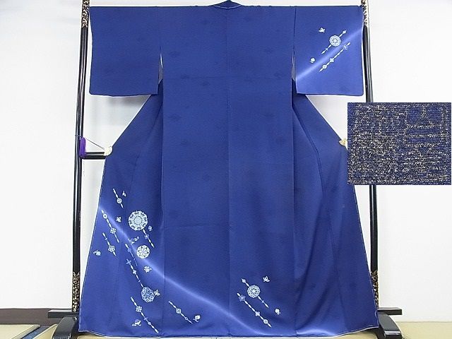 平和屋本店■極上 山口美術織物 皇室 伊勢神宮御用 西陣織 訪問着 刺繍　正倉院花文　留紺色地　暈し染め　未使用 DZAA0733kh4
