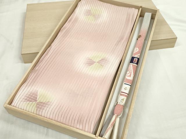 平和屋本店□夏物 和装小物 帯締め・帯揚げセット 絽 流水花地紋 金彩 逸品