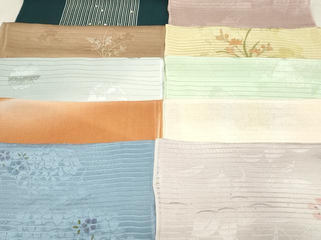 平和屋着物○六通柄袋帯 紬地 絞り 草花文 金糸 正絹 逸品