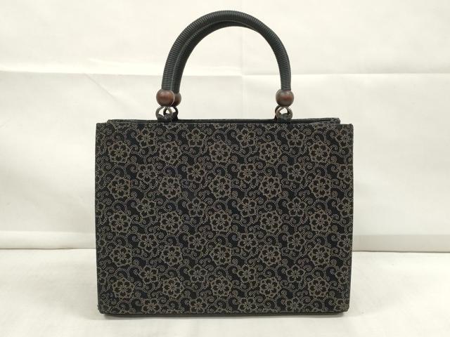 平和屋本店■和装小物　和装バッグ　ハンドバッグ　印伝調　印伝風　花唐草文　逸品　未使用　DZAA10974kh5