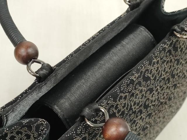 平和屋本店■和装小物　和装バッグ　ハンドバッグ　印伝調　印伝風　花唐草文　逸品　未使用　DZAA10974kh5 平和屋本店□和装小物 和装バッグ ハンドバッグ 印伝調 印伝風 花唐草文