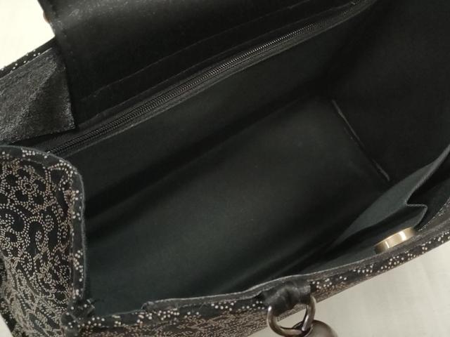 平和屋本店□和装小物 和装バッグ ハンドバッグ 印伝調 印伝風 花唐草文