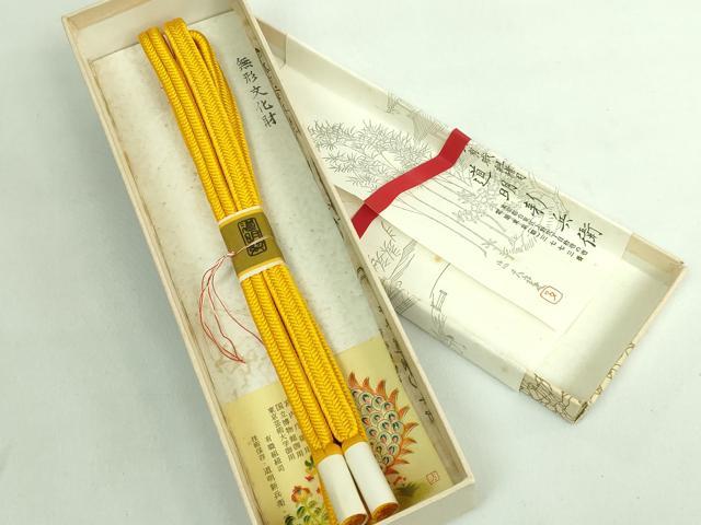 平和屋本店■極上　有職組紐道明　帯締め　冠組　山吹色　宮内庁御用　国立博物館御用　東京芸術大学御用　逸品　未使用　DZAA10980kh5