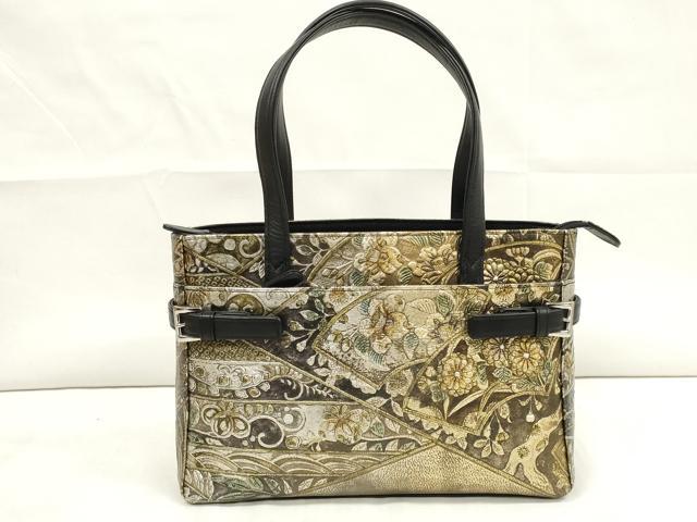 平和屋本店■和装小物　バッグ　金唐革　型押し　ハンドバッグ　逸品　DZAA10996kh5