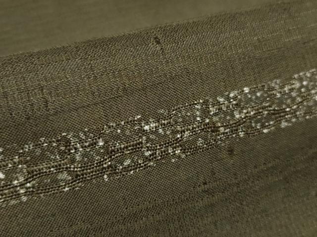 平和屋本店□極上 紬 反物 着尺 吉野織 吹雪模様 媚茶色 逸品 未使用