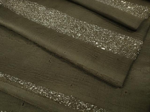 平和屋本店□極上 紬 反物 着尺 吉野織 吹雪模様 媚茶色 逸品 未使用