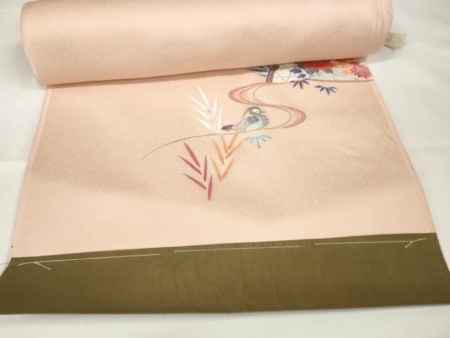 平和屋本店●極上　極上　創業460年・千總　付下げ　反物　着尺　御所車花鳥文　金彩　逸品　未使用　DZAA11136kh5 平和屋本店□極上 極上 創業460年・千總 付下げ 反物 着尺 御所車