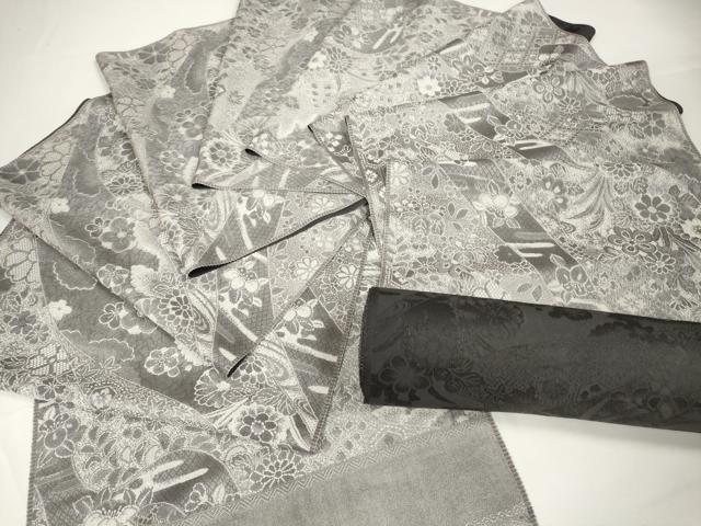 平和屋本店■極上　お召　反物　着尺　天目織　草花　逸品　未使用　DZAA11137kh5