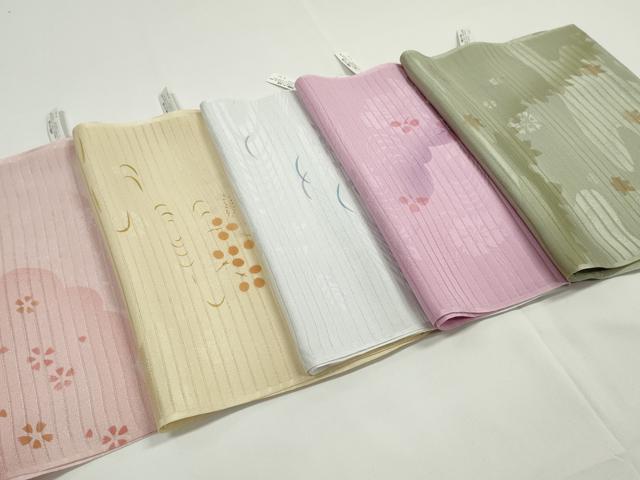 平和屋本店■夏物　和装小物　帯揚げ5枚　正絹　逸品　未使用　DZAA11146kh5