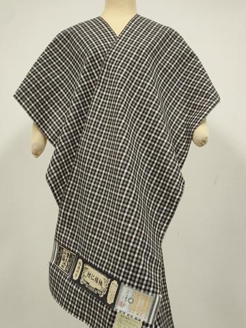 平和屋本店□極上 小千谷 紺仁 越後片貝木綿 反物 着尺 格子柄 紺