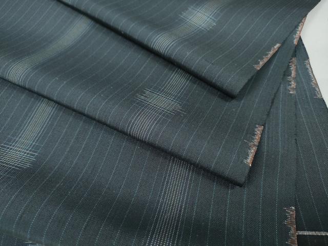 平和屋本店□極上 越後十日町紬 反物 着尺 奏 間道 蕪重織物