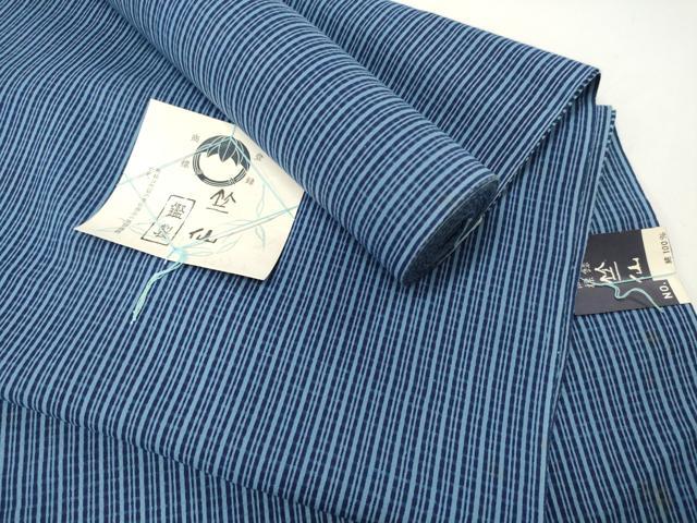 平和屋本店■夏物　竺仙鑑製　浴衣　反物　着尺　変わり間道　証紙付き　綿　逸品　未使用　DZAA11293kh5