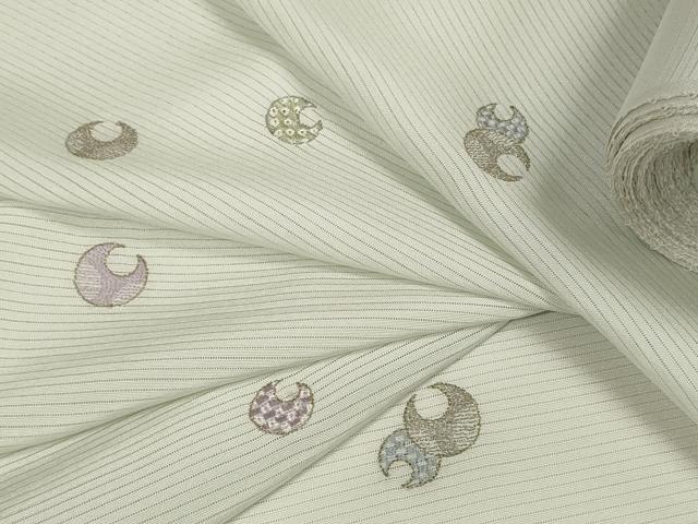 平和屋本店■極上　夏物　小紋　反物　着尺　絽　総刺繍　月　ムーン　金糸　逸品　未使用　DZAA11468kh5