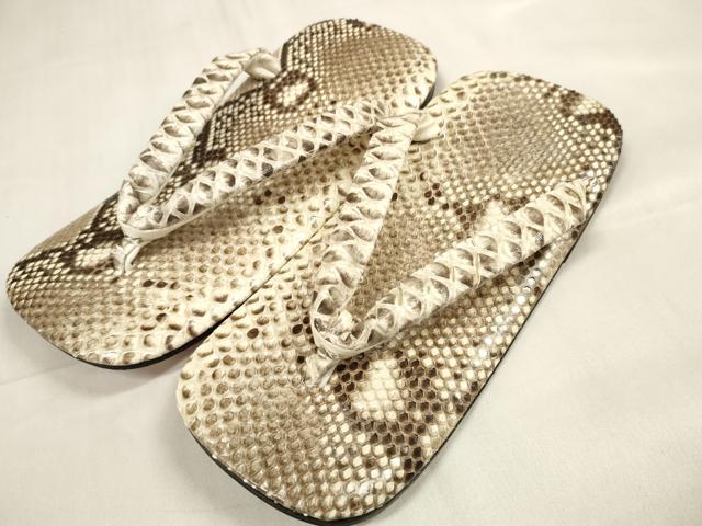 平和屋本店●極上　男性　和装小物　雪駄　錦蛇　錦ヘビ　総本皮　ヘビ皮　芝惣　履物　LLサイズ　26.5cm　逸品　未使用　DZAA11599kh6