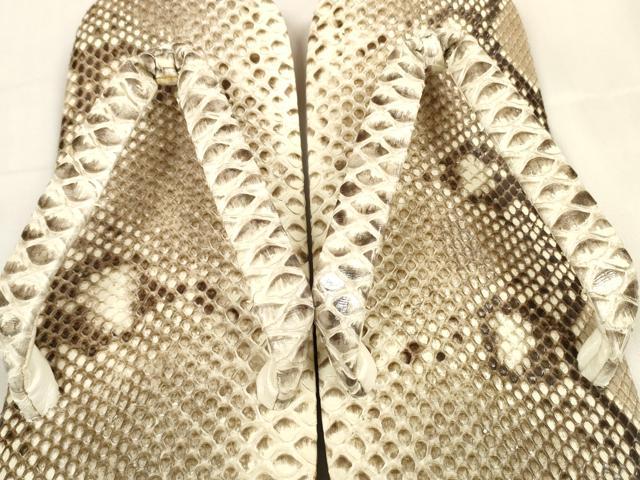 平和屋本店●極上　男性　和装小物　雪駄　錦蛇　錦ヘビ　総本皮　ヘビ皮　芝惣　履物　LLサイズ　26.5cm　逸品　未使用　DZAA11599kh6