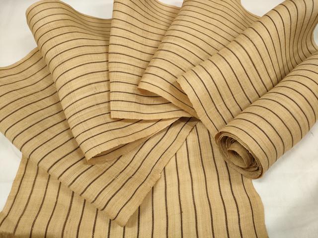 平和屋本店●極上　夏物　芭蕉布　手積み芭蕉糸100％　反物　縞　麻　逸品　未使用　DZAA11677kh6