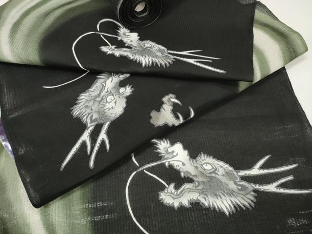 平和屋本店●極上　男性　夏物　浴衣　反物　着尺　龍　キングサイズ　綿　逸品　未使用　DZAA11685kh6