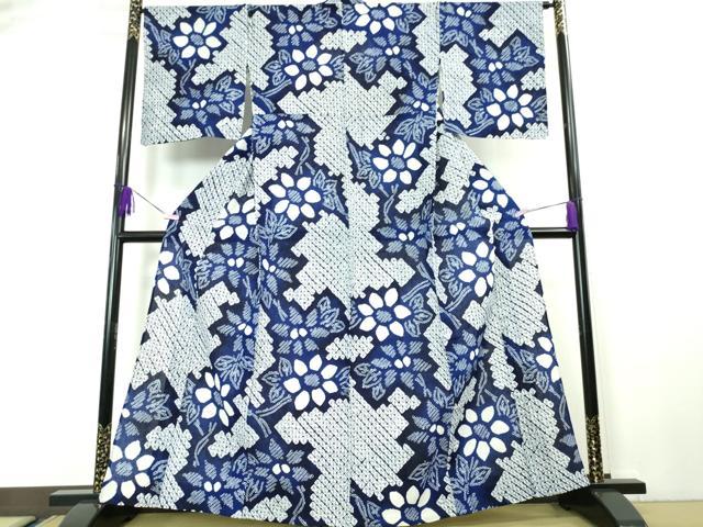 平和屋本店□極上 夏物 浴衣 有松鳴海絞り 草花文 綿 逸品 DZAA20236kh5