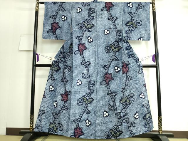 平和屋本店■極上　夏物　浴衣　有松鳴海絞り　花唐草文　綿　逸品　DZAA20153kh5