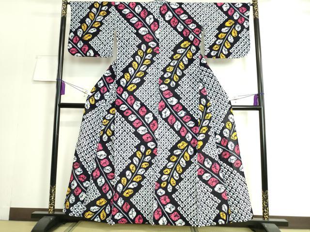 平和屋本店■極上　夏物　浴衣　有松鳴海絞り　草葉文　綿　逸品　DZAA20176kh5