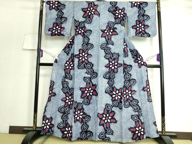 平和屋本店■極上　夏物　浴衣　有松鳴海絞り　草花文　綿　逸品　DZAA20178kh5