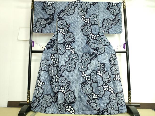 平和屋本店■極上　夏物　浴衣　有松鳴海絞り　草花文　綿　逸品　DZAA20181kh5