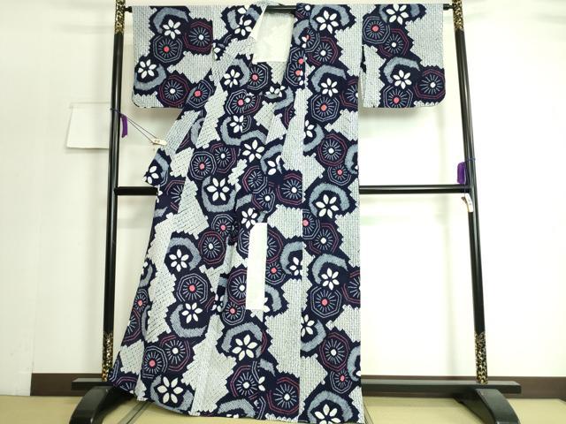 平和屋着物∴極上　夏物　浴衣　有松鳴海絞り　舞花文　綿　逸品　DZAA20185kh5 平和屋着物∴極上 夏物 浴衣 有松鳴海絞り 舞花文 綿 逸品