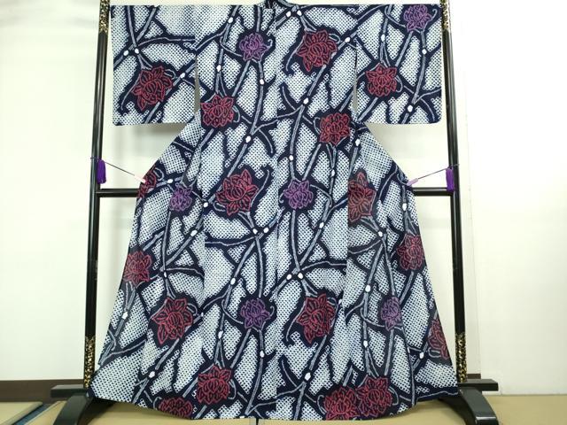 平和屋本店■極上　夏物　浴衣　有松鳴海絞り　枝花文　綿　逸品　DZAA20217kh5