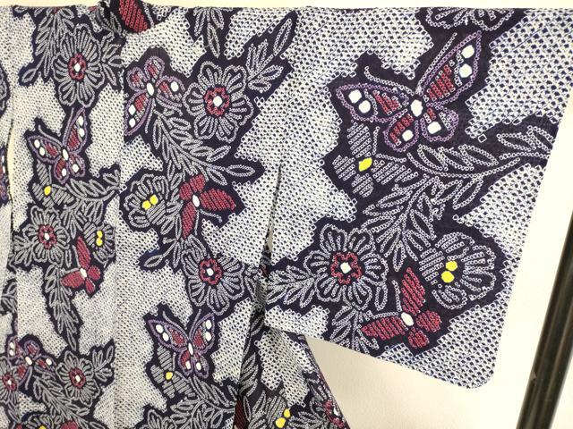 平和屋本店■極上　夏物　浴衣　有松鳴海絞り　舞蝶花文　綿　逸品　DZAA20220kh5