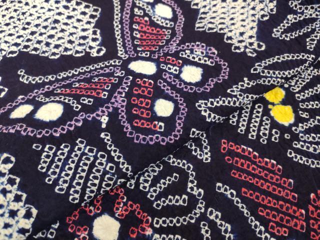 平和屋本店■極上　夏物　浴衣　有松鳴海絞り　舞蝶花文　綿　逸品　DZAA20220kh5