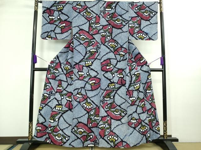 平和屋本店■極上　夏物　浴衣　有松鳴海絞り　草花文　綿　逸品　DZAA20236kh5