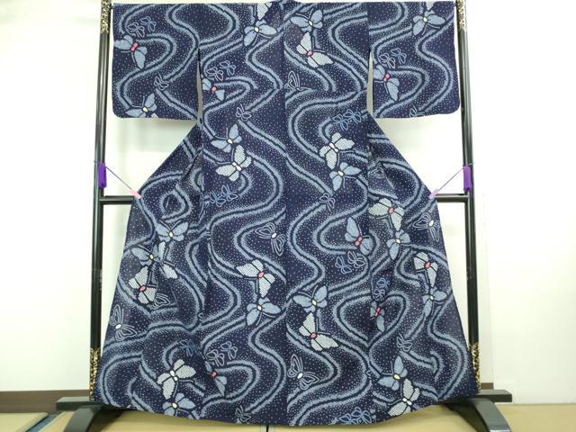 平和屋本店■極上　夏物　浴衣　有松鳴海絞り　舞蝶文　綿　逸品　DZAA20237kh5