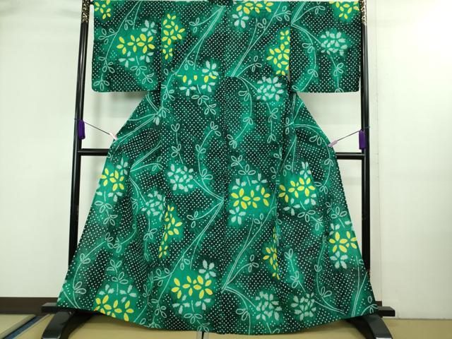 平和屋本店■極上　夏物　浴衣　有松鳴海絞り　草花文　綿　逸品　DZAA20247kh5