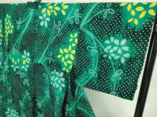 平和屋着物∴極上 夏物 浴衣 有松鳴海絞り 草花文 綿 逸品