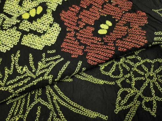 平和屋着物∴極上 夏物 浴衣 有松鳴海絞り 草花文 綿 逸品