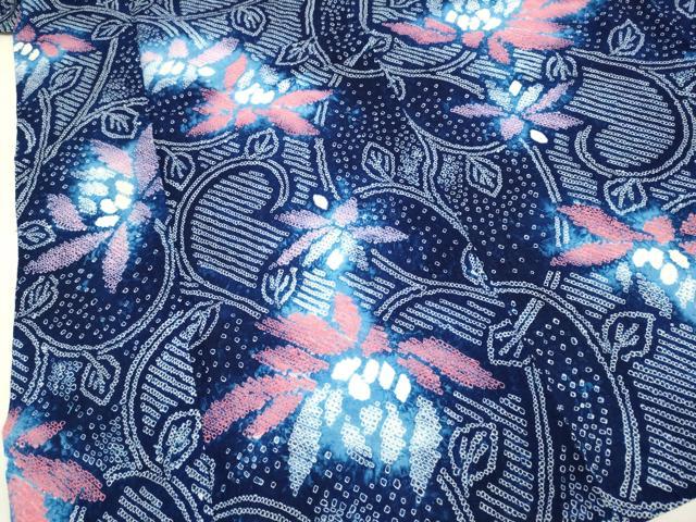 平和屋本店□極上 夏物 浴衣 有松鳴海絞り 草花文 綿 逸品